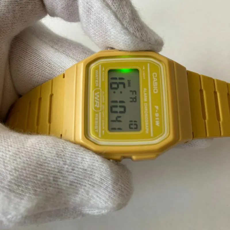 Casio Digital Yellow Resin Lightweight Band Watch-  F-91WC-9A